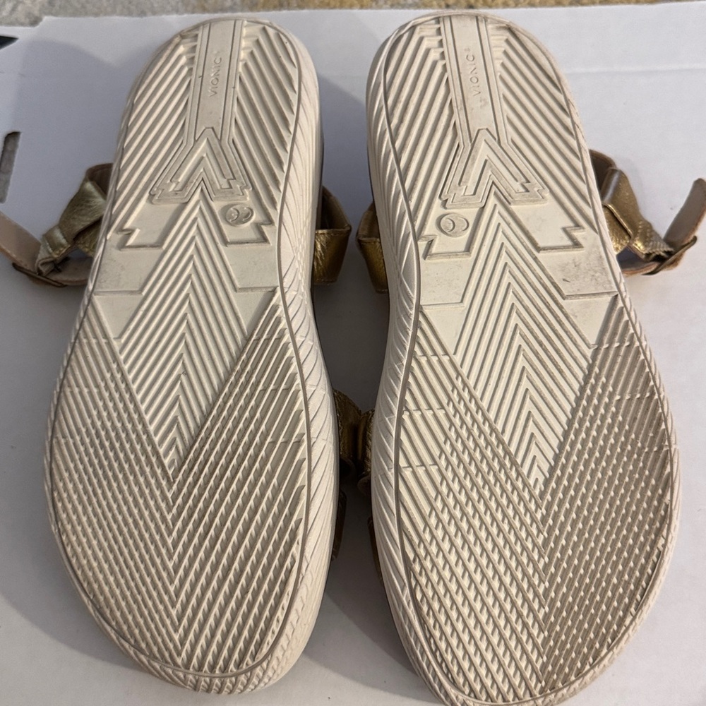 Vionic Metallic Gold Leather Strappy Sandals - Picture 4 of 5